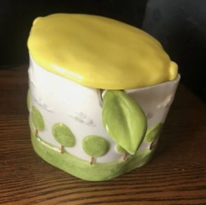 Department 56 Orchard Collection Lemon Shaped Jelly Jar with Lid & Leaf Spoon